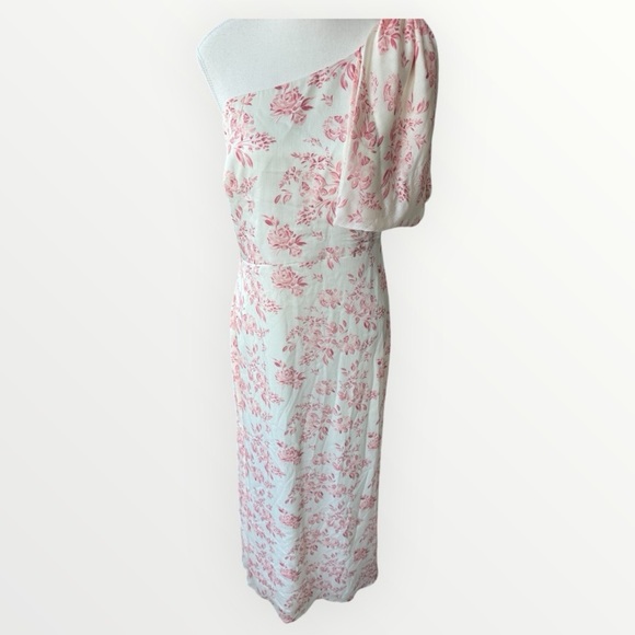 Sachin + Babi Chelsea One Shoulder Gown Sz 6 Rouge Rose Watercolor - Picture 6 of 10